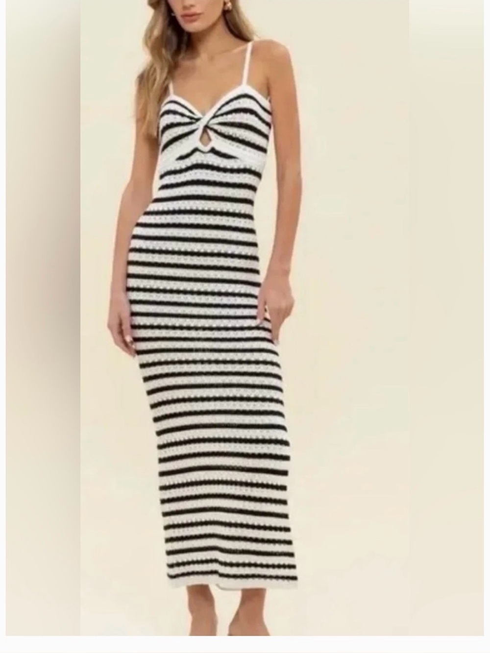 Studio by the Workshop crochet Striped Black & White Knit Sun Dress NWOT size M